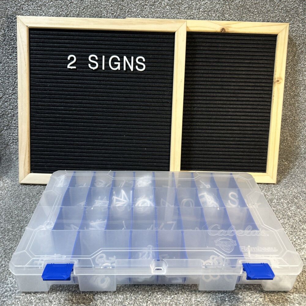 Lot Of 2 Felt Letter Board Wooden Frame Changeable Message Sign Black AU 12”x12”